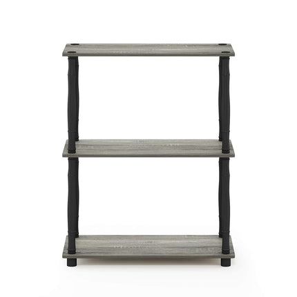 Furinno TURN-N-TUBE 3-Tier Tool-Free Corner Open Shelf, French Oak