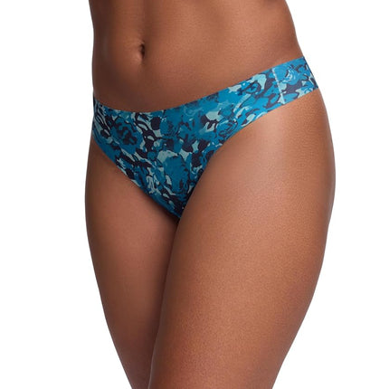 Under Armour Women's 3-Pack Pure Stretch No Show Thong Underwear, All-Day Comfort & Ultra-Soft Fit, Opal Blue, XL
