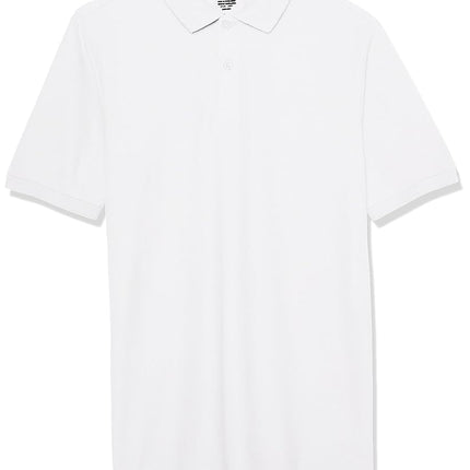 IZOD Boys' School Uniform Short Sleeve Polo Shirt, Button Closure, Moisture Wicking Performance Material, White, 18-20