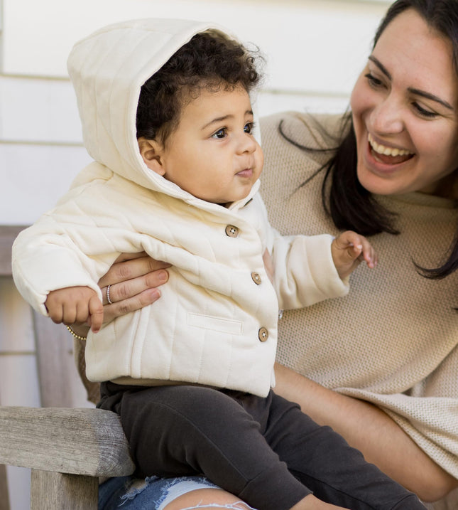 Burt's Bees Baby Baby Sweatshirts, Lightweight Zip-up Jackets Hooded Coats, Organic Cotton, Quilted Oat, 12 Months