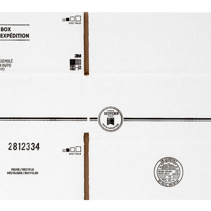 Scotch Mailing Box, For Shipping, Movcing, and Storage, 9.5 in x 6 in x 3.75 in, White, 12-Pack