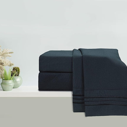 Elegant Comfort Luxurious Microfiber GIFT BOX 4-Piece Bedding Sheet Set, Breathable, Soft 1500 Premium Hotel Quality, Deep Pocket and Easy Fit, Queen, Black