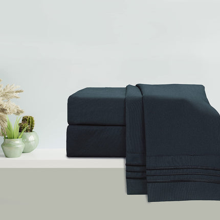 Elegant Comfort Luxurious Microfiber GIFT BOX 4-Piece Bedding Sheet Set, Breathable, Soft 1500 Premium Hotel Quality, Deep Pocket and Easy Fit, Queen, Black