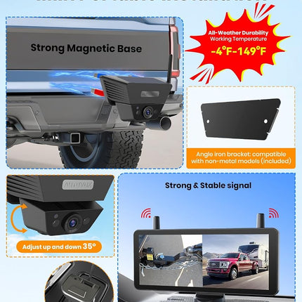 AUTO-VOX Solar Backup Camera Wireless for RVs and Trailers No-Installation