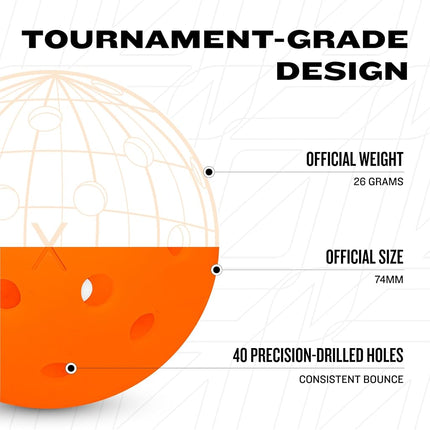 Franklin Sports X-40 Pickleballs - Outdoor Pickleballs - 12 Pack Bulk - USA Pickleball Approved - Lava - Official Ball of US Open Pickleball Championships