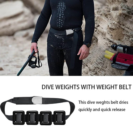 Dive Weights for Scuba Diving Weight Belt,Vinyl Scuba Weights, Coated Dive Weights,Coated Lead Diving Weights, Dive Belt Weights for Freediving (Black：4 Dive Weights + Belt, 2.2lb / 1kg)