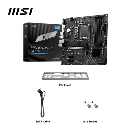 MSI PRO B760M-P DDR4 Motherboard, Micro-ATX - Supports Intel 14th, 13th & 12th Gen Core Processors, LGA 1700 - DDR4 Memory Boost 4800+MHz/OC, PCIe 4.0 x16 Slot, M.2 Gen4 Slots