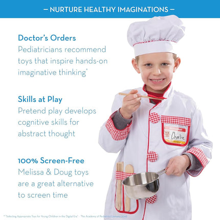 Melissa & Doug Stainless Steel Pots and Pans Pretend Play Kitchen Set for Kids (8 pcs), Silver