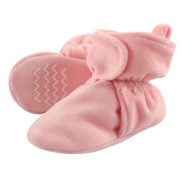 Hudson Baby Unisex Baby Cozy Velour Booties, Light