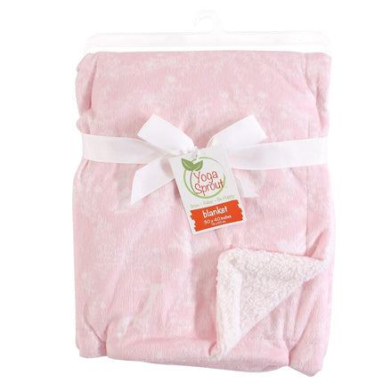Yoga Sprout Mink Blanket with Sherpa Backing, Lace Garden, One Size