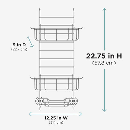 Zenna Home, Stainless Steel Rust-Resistant Over-The-Shower Door Caddy, 2-Shelf