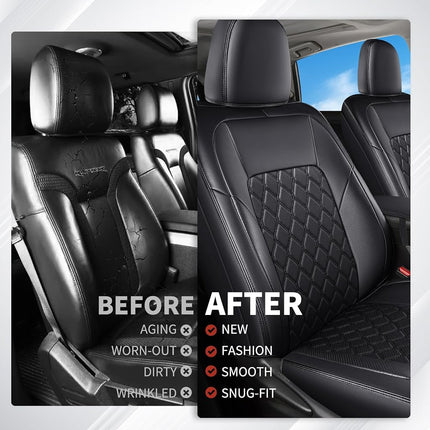 Huidasource Car Seat Covers Fit for Toyota RAV4, Full Coverage Waterproof Leather Seat Cushion Covers Full Set Fit for 2013-2018 Toyota Rav4 XLE LE XLE Premium Limited (Not for Hybrid, Black)