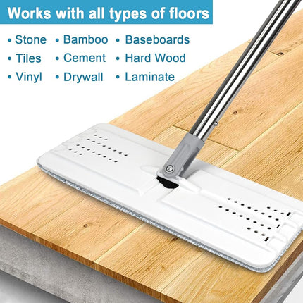 Flat Floor Mop and Bucket, BOSHENG Self Wringing Microfiber Mop and Bucket Set with 3 Washable and Reusable Pads, Home Floor Cleaning System for Wet and Dry Use.