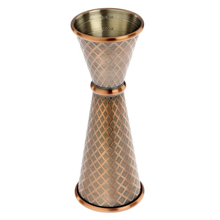 Barfly 1 x 2 oz. Diamond Lattice Etch Japanese Style Jigger, Antique Copper