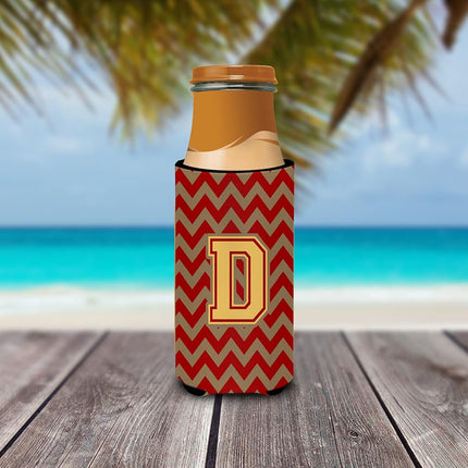 Aisladores de Bebidas Ultra con Monograma D, Chevrón Granate y Dorado para Latas Delgadas CJ1048-DMUK