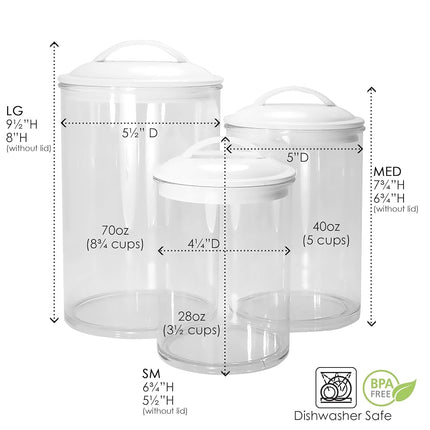Calypso Basics 3-Piece Acrylic Canister Set, Plum Lids Set of 3 Black