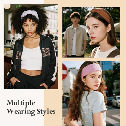 HSEM Headbands for Women, Wide Elastic Head Bands, Non-Slip Thick Hair Bands, Sports Stretchy Sweat Bands, Large Knotted Soft Headband for Washing Face, Makeup, Workout, Spa, Running, Fashion, 6-Pack