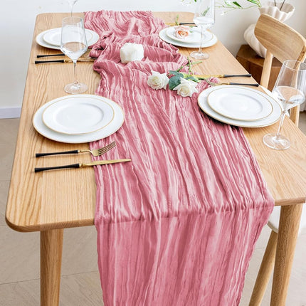 Wokceer Cheesecloth Table Runner Dusty Rose 10FT Boho Gauze, 12 Pack