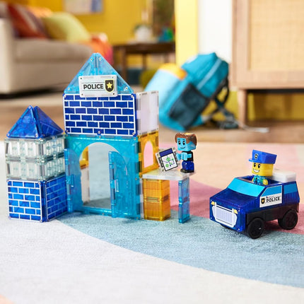 Magna-Tiles Police Station 35-Piece Magnetic Construction Set, The Original Magnetic Building Brand