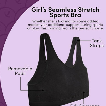 Soutien-gorge de sport sans coutures Fruit of the Loom pour filles, bleu pervenche/sorbet pêche/bleu Aruba, grande taille