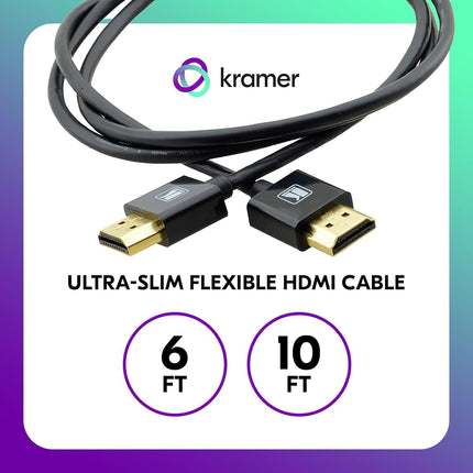 Kramer Flexible High Speed HDMI Cable with ETHERNET Ultra Flat Black (C-HM/HM/PICO/BK-6)