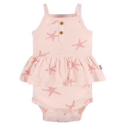 Gerber Baby Girls Multi-Pack Sleeveless Onesies Bodysuit, Starfish, 18 Months