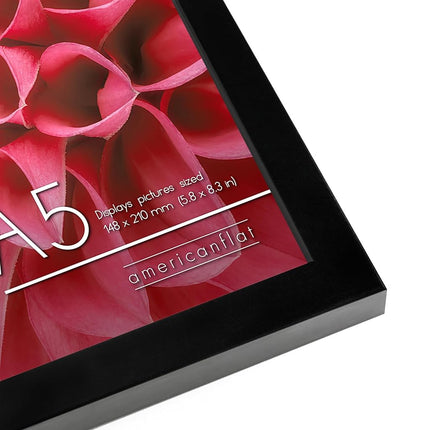 Americanflat A5 Picture Frames in Black - Engineered Wood with Shatter Resistant Glass - Horizontal and Vertical Formats for Wall and Tabletop - 14.8x21 cm