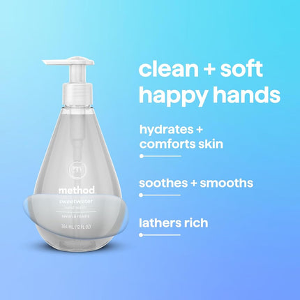 Method Gel Hand Soap, Sweet Water, Biodegradable Formula, 12 fl oz (Pack of 3)