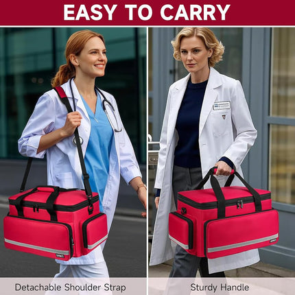 LEFOR·Z Medical Bag, Empty First Aid Storage Tote with Detachable Divider, Medical Supplies Bag for Nursing Student, Therapist, Doctors