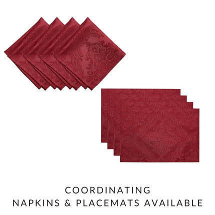Elrene Home Fashions Caiden Elegance Damask Waterproof, Stain & Wrinkle Resistant Fabric Tablecloth, 90" Round, Red