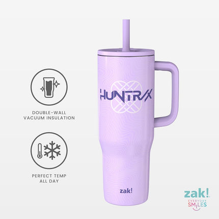 Zak Designs Kpop Demon Hunters Sutton Travel Tumbler for On The Go, 30oz Stainless Steel with Vacuum Insulation, Silicone Straw, and Carry Handle for Cold Drinks (Huntrix)