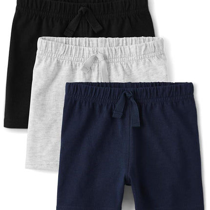 The Children's Place Bas de shorts unisexe bébé et nouveau-né, gris/marine/noir, paquet de 3, 0-3 mois