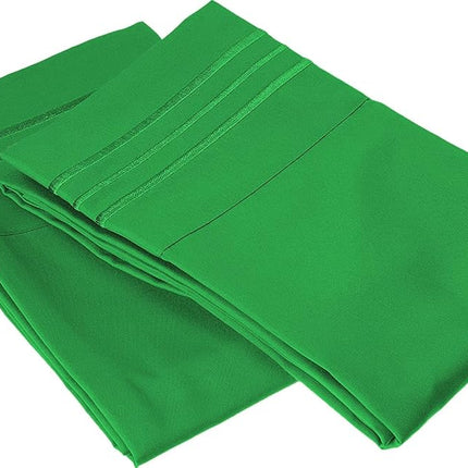 Elegant Comfort 1500 Thread Count Wrinkle & Fade Resistant Egyptian Quality Microfiber Ultra Soft Luxurious 2-Piece Pillowcases, Standard Size, Emerald Green