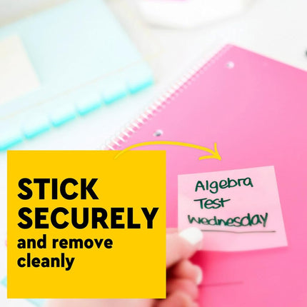 Post-it Colored Transparent Sticky Notes, 3x3 in, Sticks Securely and Removes Cleanly