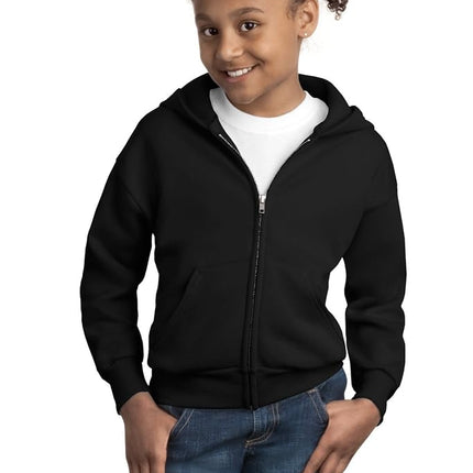 Hanes Boys' Eco Smart Zip Hoodie, Black, Large