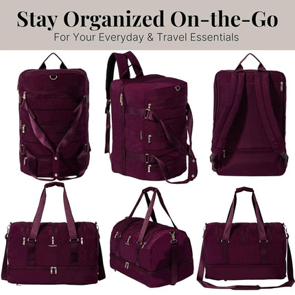 Baggallini Multizip Convertible Duffel, Mulberry, One Size
