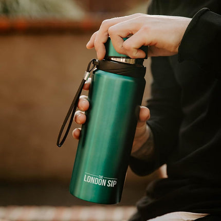 25 oz Multi-Function Travel Mug and Tumbler | Tea Infuser Water Bottle | Fruit Infused Flask | Hot & Cold Double Wall Stainless Steel Coffee Thermos | by Here & Now Supply Co. Celestial Blue