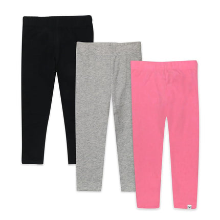 HonestBaby Multipack Leggings Entallados, Acampanados y Pantalones Cargo de Algodón Orgánico para Bebés Niñas, Niños Pequeños, Set de Sudadera y Pantalones Deportivos para Niños Pequeños Unisex, Rosa, 12 Meses