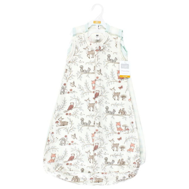 Hudson Baby BabyCotton Long-Sleeve Wearable Sleeping Bag, Sack, Blanket, Girl Woodland Pals Sleeveless, 0-3 Months
