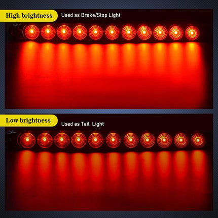 Nilight 2PCS 16Inch 11 LED Red Trailer Light Bar for Park Stop Turn Signals Tail Brake Light DOT Compliant IP65 Waterproof Truck Trailer Marker ID Bar