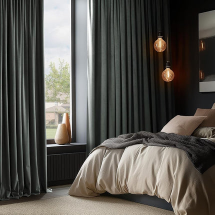 HPD Half Price Drapes Cortinas Blackout Térmicas para Ventana de Terciopelo Extragrande Signature de 84 Pulgadas de Largo, 1 Panel, Forro de Hotel de 4 Pasos, para Dormitorio 100W x 84L, Gris Natural, 100" An x 84" L (Paquete de 1)