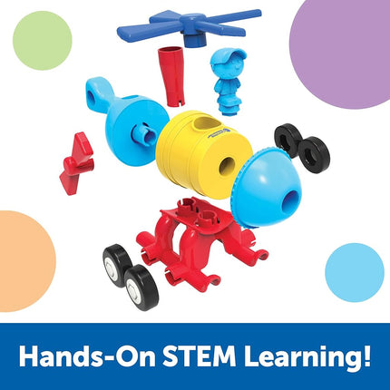 Learning Resources 1-2-3 Build It - Rocket-Train-Helicopter, Fine Motor Toy, Kids Building Set