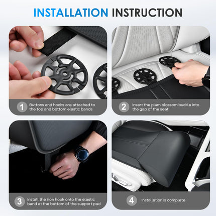 FLORICH Car Seat Extender Leg Support Cushion for Driver Seats Office Chair, Leather Memory Foam Widened seat Cushion for Long Drivers Universal Car Seat Cushion Legs Rest Pads-Light Black