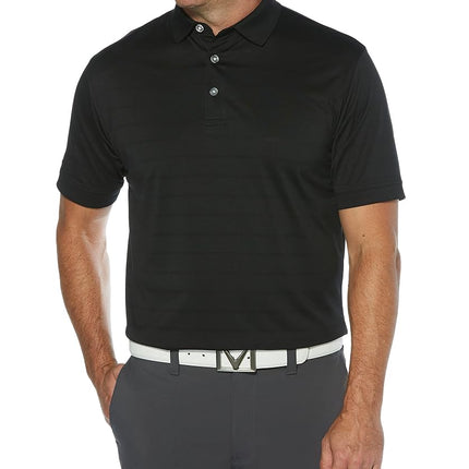 Callaway Men's Golf Short Sleeve Pique Open Mesh Polo Shirt, Black, X-Large