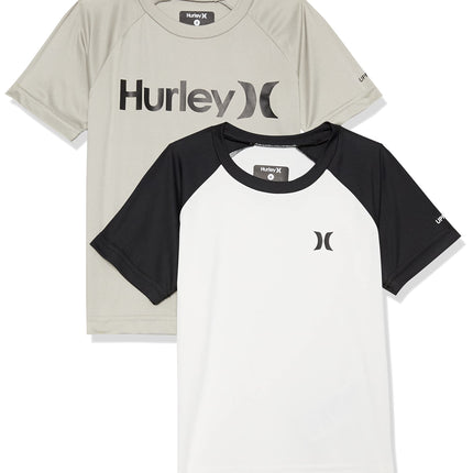 Hurley Boys' Rash Guard, Grey Heather/White, 4