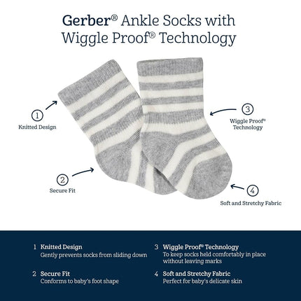 Gerber Baby 12-pair Sock Bundle, White, 0-3 Months