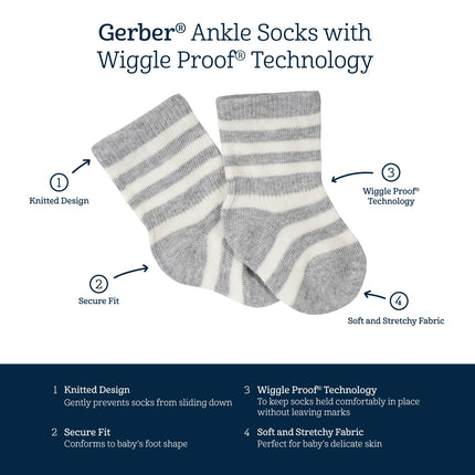 Gerber Unisex Baby 8-Pair Wiggle-Proof Sock, Space, 0-3 Months