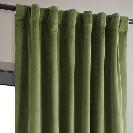 HPD Half Price Drapes Signature Velvet Thermal Blackout Curtains for Living Room 84 Inch Long (1 Panel) Rod Pocket Insulated Blackout Curtains for Bedroom Window Curtains, 50W x 84L, Basque Green