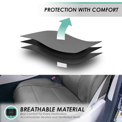 FH Group PU002SOLIDGRAY115 Gray Faux Leather Split Bench Auto Seat Cover (Solid Full Set Airbags Ready)