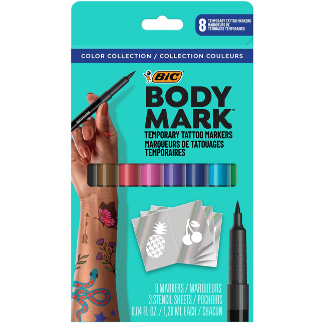 BIC BodyMark Temporary Tattoo Markers for Skin, Co
